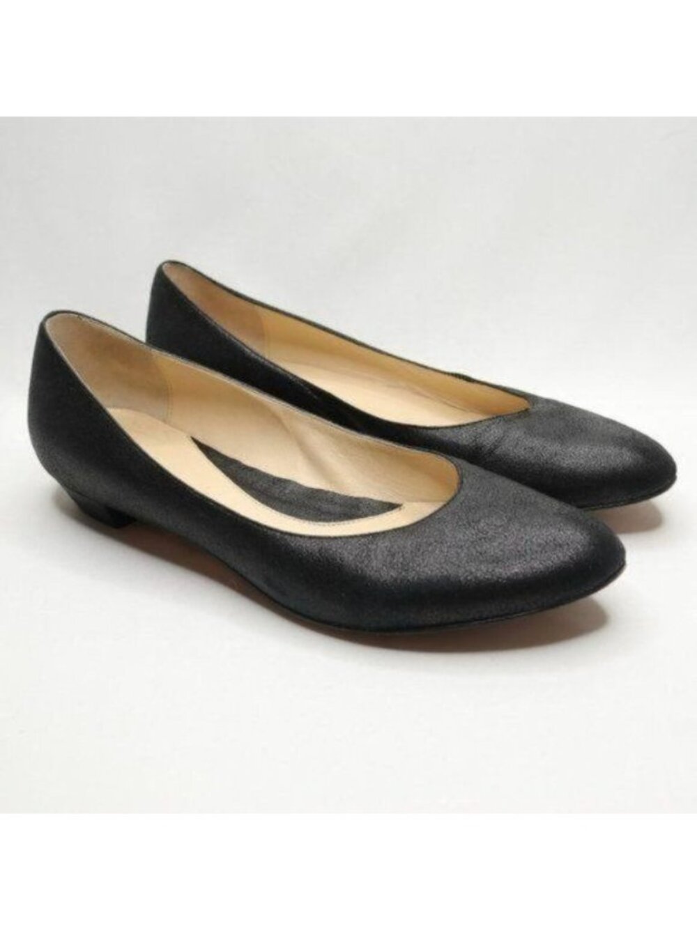 Faconnable Women's Size 7.5 Black Leather Slip On Almond Toe Flats
